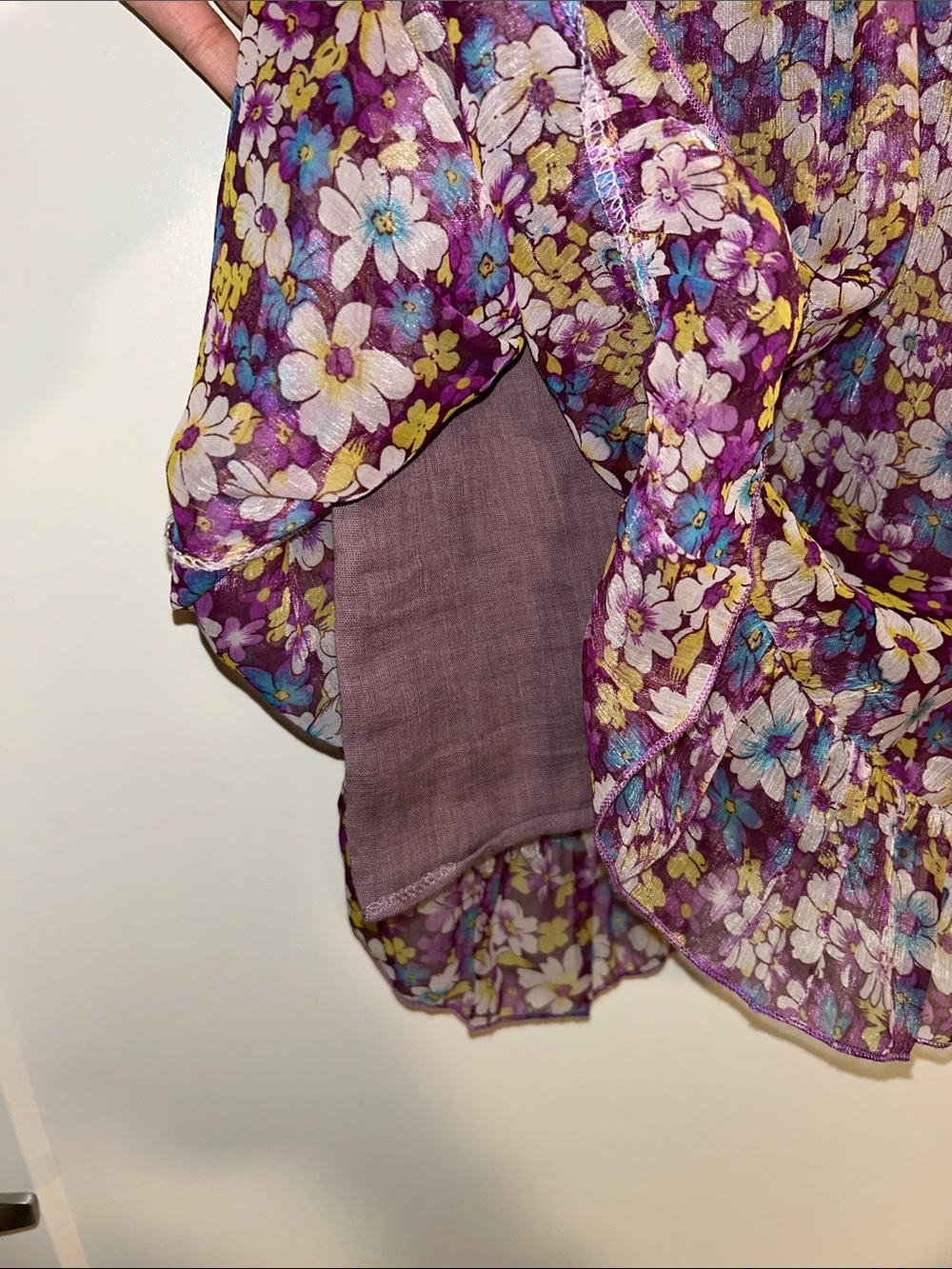 Purple Multi Floral Ruffle Dress - Picture 4 of 6